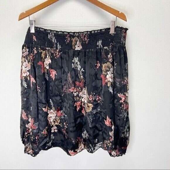 WHBM Off Shoulder Floral Long Sleeve Satin Blouse Sz XLP - Picture 1 of 12